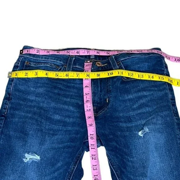 J. Crew Mercantile Dark Wash Distressed Straight Leg Jeans Size 28/32 - Picture 10 of 14